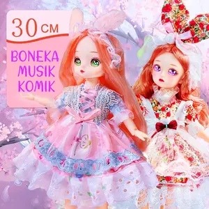 30CM Musik Boneka Manga Mata BJD Putri Pesta Berdandan Boneka Mainan Anak Hadiah