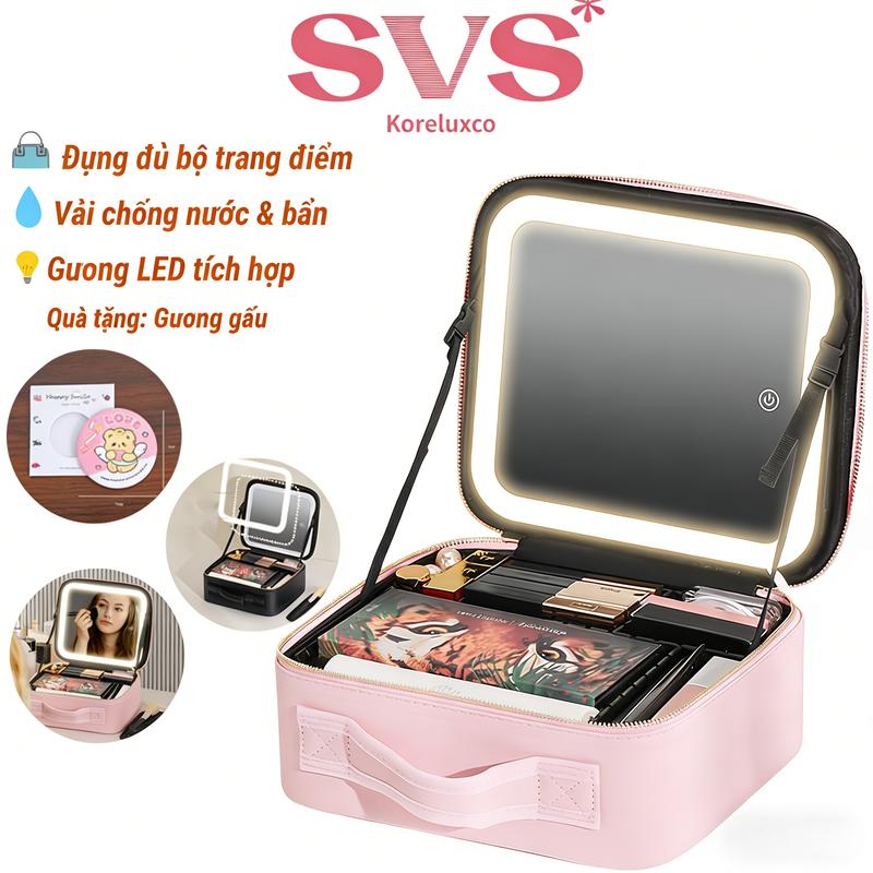 cốp đựng mỹ phẩm led cốp đựng đồ trang điểm túi đựng đồ makeup túi đựng đồ trang điểm túi đựng mĩ phẩm có gương hộp đựng mỹ phẩm có nắp