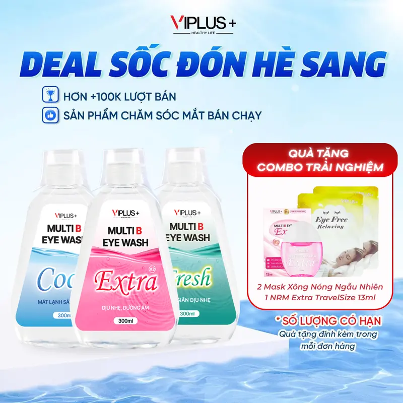 [MUA 2 TẶNG 1] VIPLUS+ Nước Rửa Mắt Multi B Eye Wash 300ml - Bổ Sung Độ Ẩm & Vitamin Cho Mắt - Hỗ Trợ Làm Sạch Dưỡng Ẩm Lens - Chăm Sóc Mắt Hiệu Quả 1