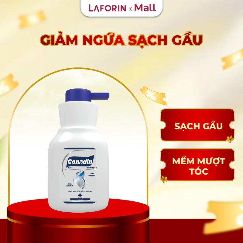 Dầu gội sạch gàu Conadin Shamppo loại bỏ ngứa da đầu không gây khô tóc kiểm soát dầu thừa - Chai 285ml Nữ Women