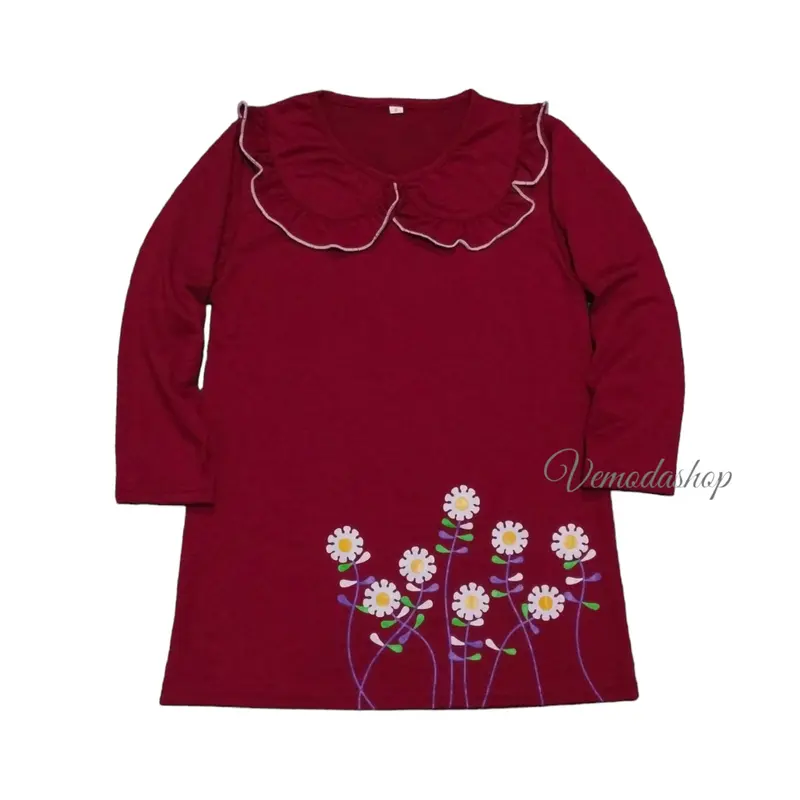 Vemodashop- Baju Tunik Anak Perempuan Usia 3-12 Tahun Motif BUNGA PUTIH Fashion 3