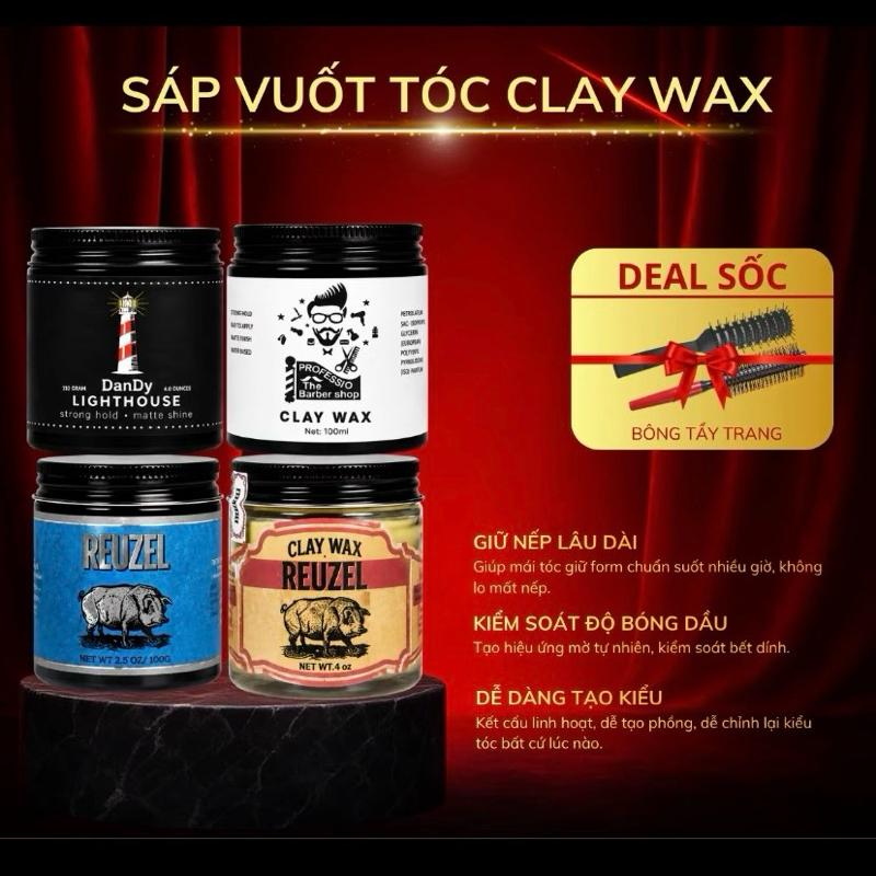 Sáp vuốt tóc nam CLAY WAX tạo kiểu tóc cực đẹp siêu giữ nếp 100ml lọ thuỷ tinh hàng chuẩn