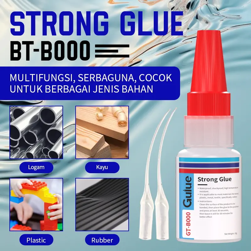Lem GT-B000 Perekat Serbaguna 10 ml Efektif dan Praktis untuk Perbaikan dan Pembuatan Benda Solusi Ideal untuk Proyek Anda Kemasan 10 ml Mudah Digunakan