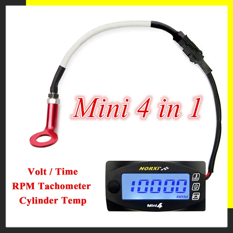 Đầu xi lanh xe máy, Norxi, Đồng Hồ Kỹ Thuật Số LED Mini 4 trong 1, Đồng Hồ Đo Đa Năng, Đo Nhiệt Độ, Điện Áp, Thời Gian Và Tốc Độ RPM
