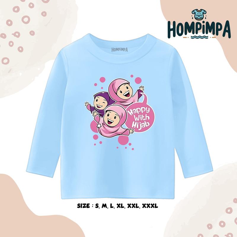 Kaos Anak Lengan Panjang Gambar Hijab Sablon DTF Distro 30s Fashion Baju 1