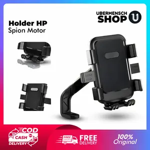 [US] Holder Smartphone Spion Motor Braket Spion Motor Dudukan Handphone 360 Derajat Adjustable Penyangga HP Spion Motor Bebas Rotasi