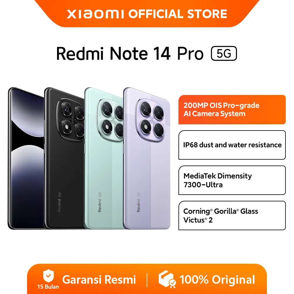 Xiaomi Redmi Note 14 Pro 5G | 200MP OIS Pro-grade AI Camera System | IP68* Dust and Water Resistant | MediaTek Dimensity 7300-Ultra | Corning Gorilla Glass Victus 2 [Official Store]