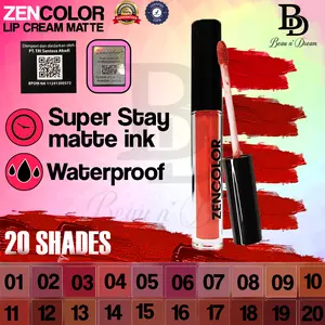 Zencolor Lip Cream Matte Original BPOM Super Stay Matte Ink Waterproof 20 Variasi Warna Tahan Lama dan Lembut