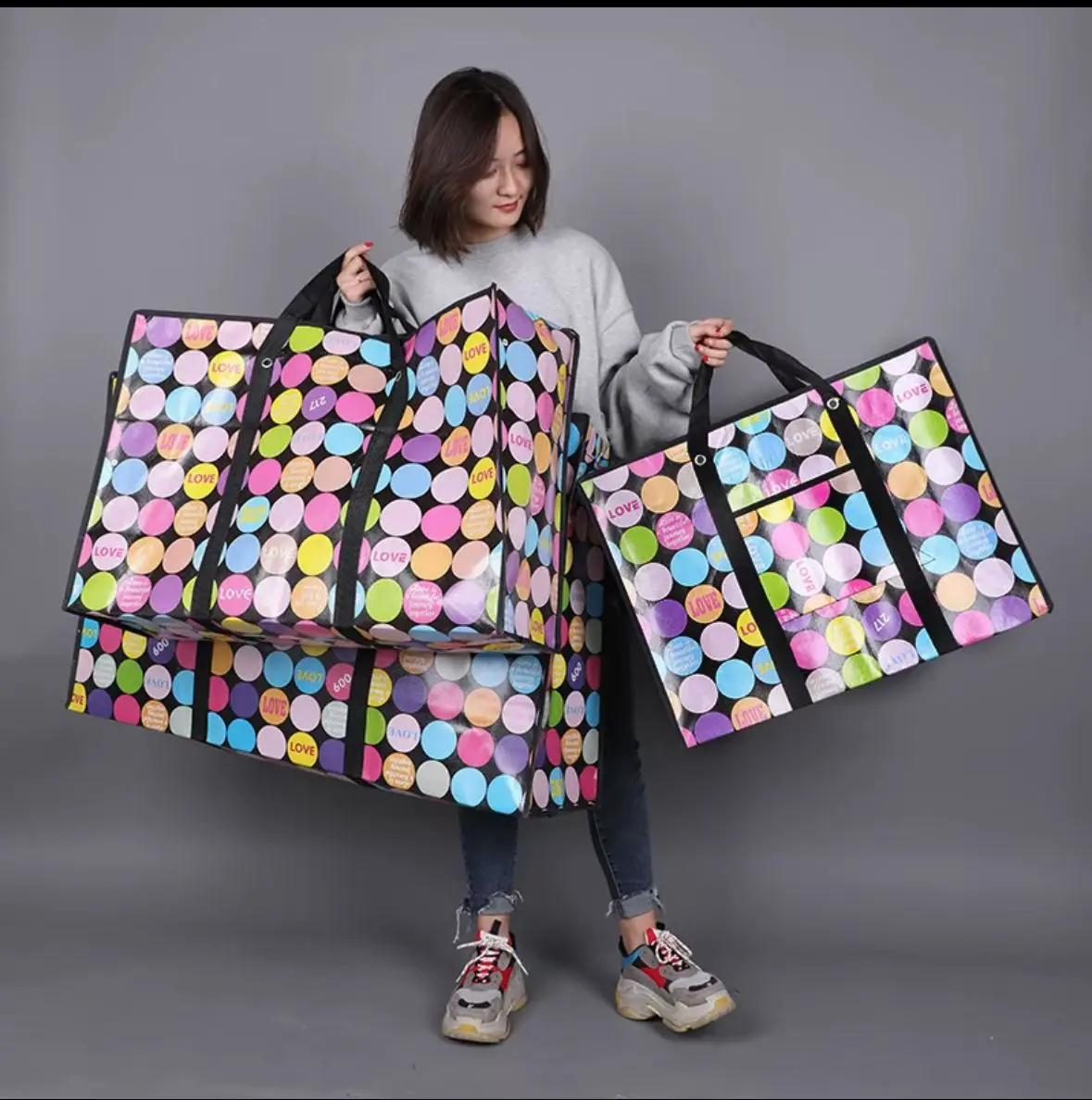 HLB Tas Karung Super Jumbo/Tali Double/Tas Belanja Penyimpanan/Laundry Bag/Tas Mudik Pulang Kampung