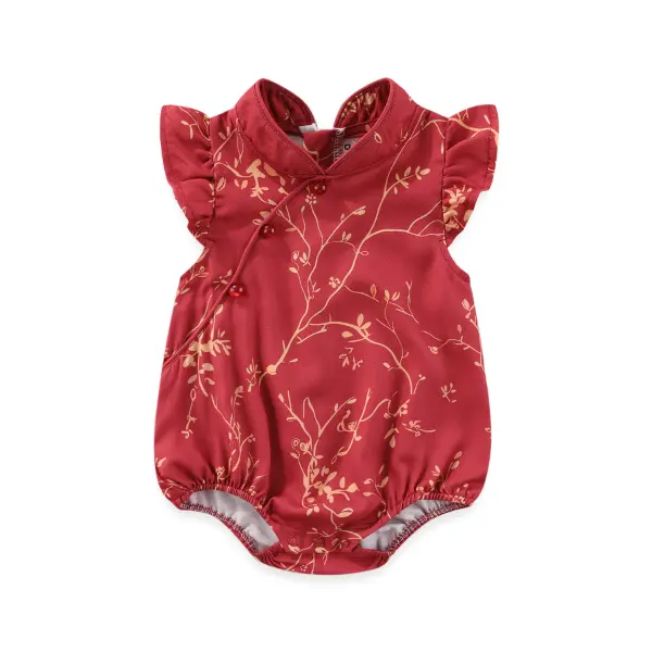 Gabe Golden Vines Baby Girl Ruffled Sleeves Playsuit
