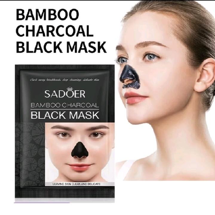 [ paket hemat 3pcs] SADOER Black Head Removal Mask Masker  Wajah Arang Hitam Menghilangkan Komedo Hidung 0