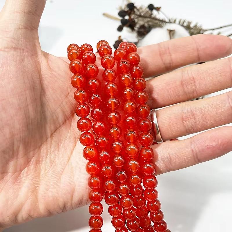 Đá Quý Mã Não Đỏ, Tự Nhiên, Hạt Rời Tròn Mịn, Để Làm Đồ Trang Sức, Thiết Kế Tự Làm, Đồ Thủ Công Thủ Công, Thích Hợp Cho Vòng Tay, Vòng Cổ, Hoa Tai, Chất Lượng AAA, Dài 15,5 Inch, Đá Bán Quý, Hạt Đệm 2