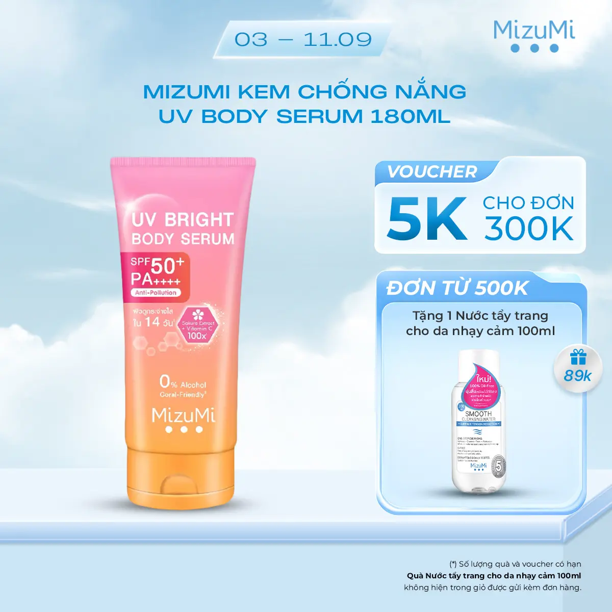 MizuMi Kem chống nắng dưỡng thể kháng bụi hương hoa MizuMi UV Body Serum 180 ml