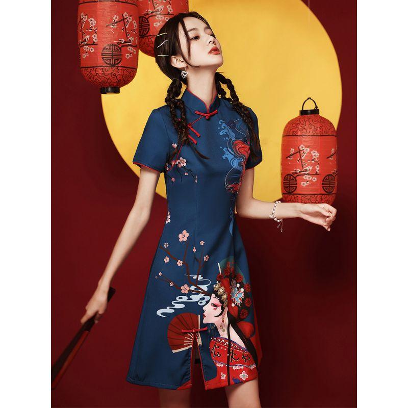 Product Introduction of Qipao 2024 New and Improved Chinese Style Youth Small and Short Explosive Street Dress Summer 6