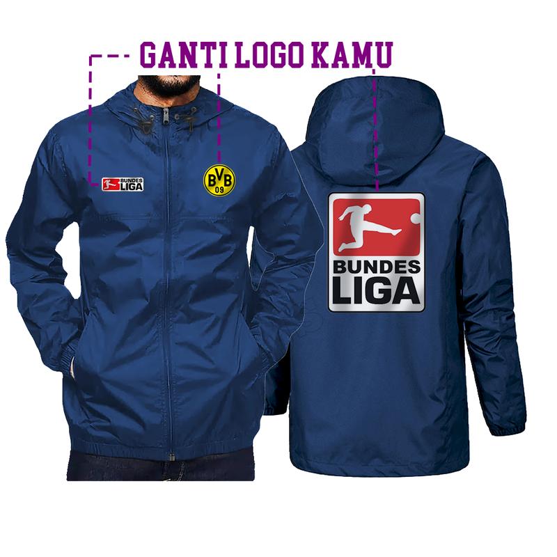 Jaket Custom Logo Satuan Buat komunitas seragam karyawan Keren Parasut Tebal Panjang Distro Hitam Pria  Cowok Casual 2