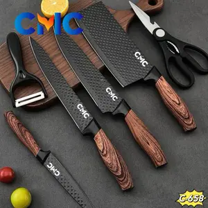 CMC[shoptokopedia.lifestyle8]Piasu Dapur Black Diamond Knives Set 6 in 1 / Knife Set Diamond Anti Karat / Pisau/c-658