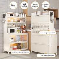 Gambar Lemari piring multifungsi Rak kabinet dapur berpintu Rak microwave Lemari piring berdiri di lantai tertutup - Enam lapisan hitam - 100cm dari NURUL119 Kota Tangerang 4 Tokopedia