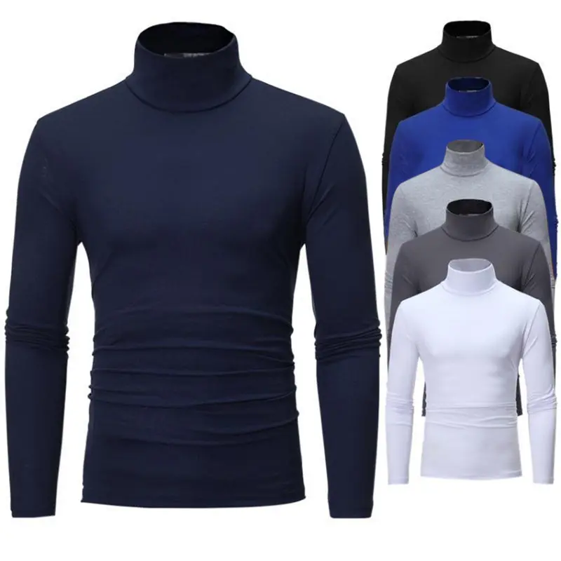 Men's Short Sleeve T Shirt Jumper Casual High Neck Undershirts Pullover Sweater Outdoor Sports T Shirt