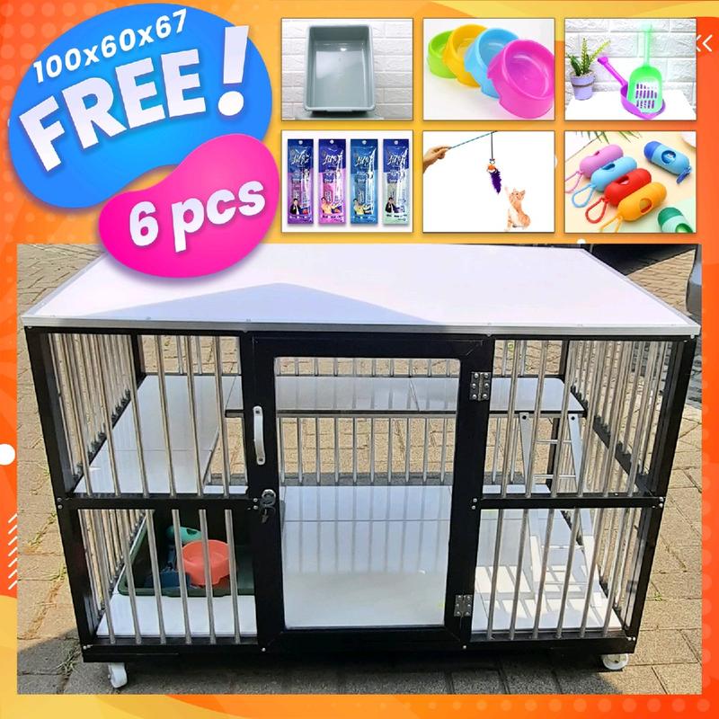 Kandang Kucing Almunium 1 Pintu Anti Karat Kuat Kokoh Tahan Air - Ukuran P. 90 x L. 60 x T. 67 anjing & kucing kandang & palet 2