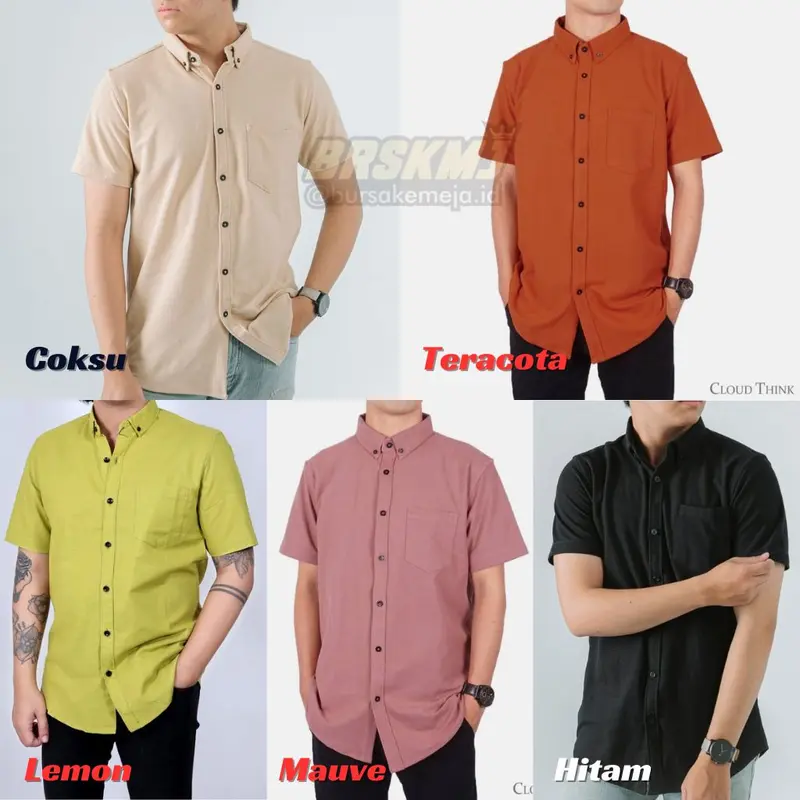 Promo Kemeja Dewasa 100.000 ribu 5 pcs Lengan Pendek Pria, Baju Distro Kain Katun 4