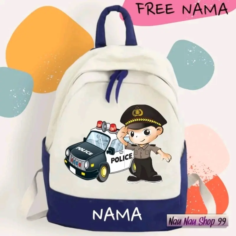 (FREE NAMA) TAS RANSEL ANAK KARAKTER POLISI KEREN BUAT ANAK 0