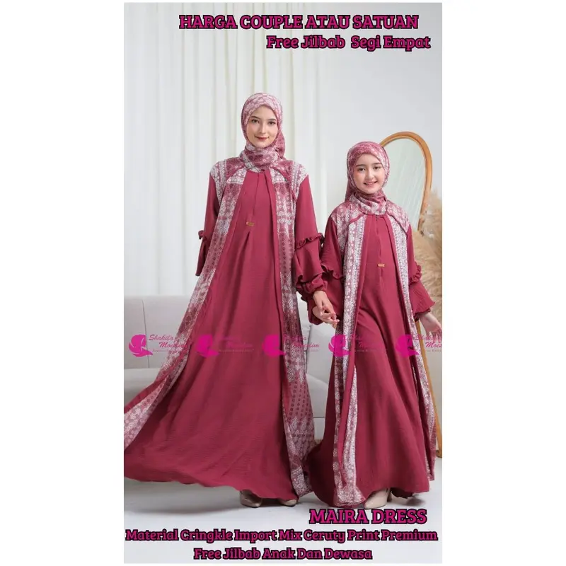 Gamis Couple Ibu Dan Anak Ceruty Etnik  ( HARGA SATUAN ) Gamis Couple Ibu Anak Cringkle Airflow Gamis Terbaru Ceruty Babydoll Print Armany Import Perempuan Terbaru Crinkle Import Mix Ceruty Print Premium Busui dan Wudhu Friendly Free Kerudung Segi Empat 0