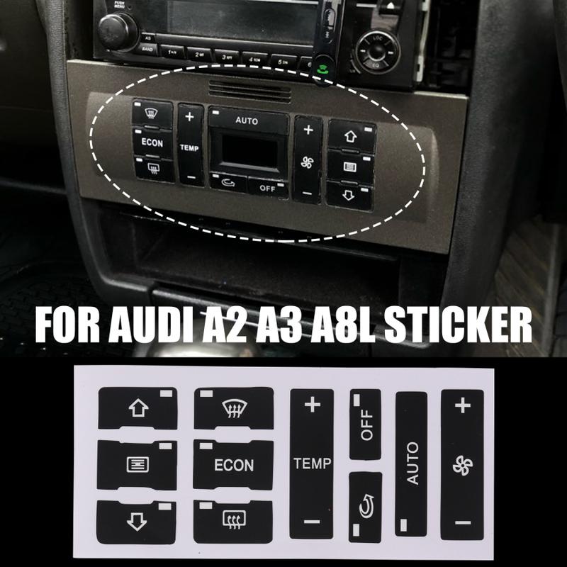 Product Introduction of For Audi A2/ A3 8L A/C Button Repair Kit Fix Faded Ugly Car Stickers Car Air Condition Control Switch Button Repair Stickers 10