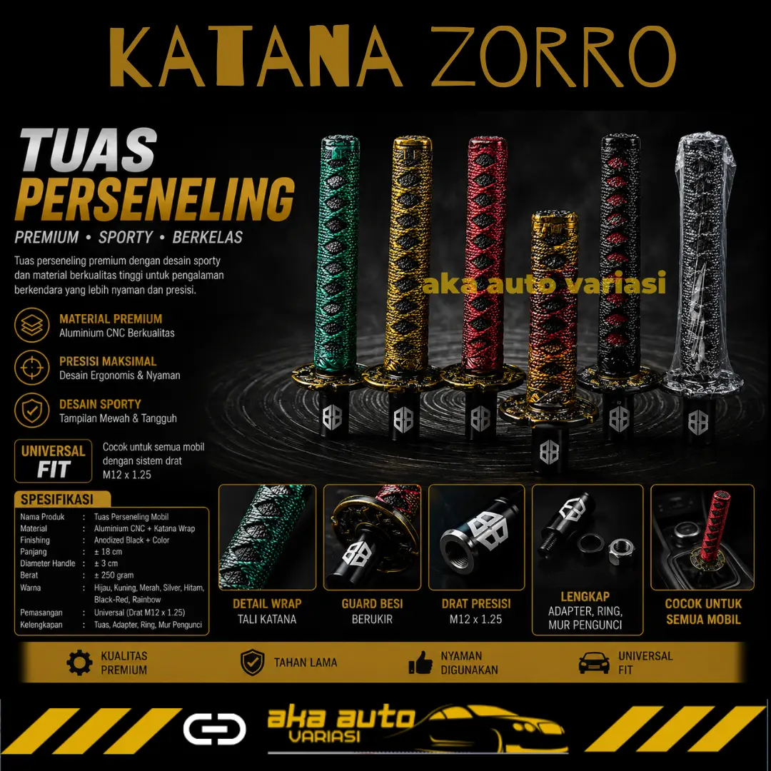Tuas Mobil / Knob Persneling / Gear Shift Mobil Manual Model Katana Zoro Racing Car Tinggi 18cm 25cm Tongkat Perseneling Truck Pickup Knop truk Baut