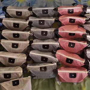 Tas Pouch Kosmetik Makeup Anti Air Waterproof Motif Garis Warna Warni - TS981