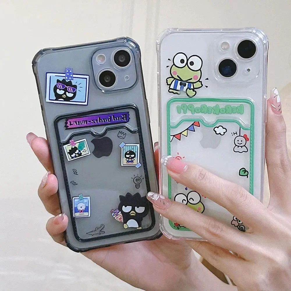 Sanrio BadBadtz-maru KeroKero Keroppi Card Pocket Phone Case For iPhone 15 14 13 12 11 Pro Max X XR XS MAX 7 8Plus Back Cover
