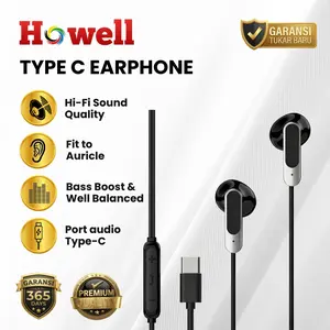 HOWELL EARPHONE CABLE TYPE C Hi-Fi Pure Bass | HEADSET GAMING