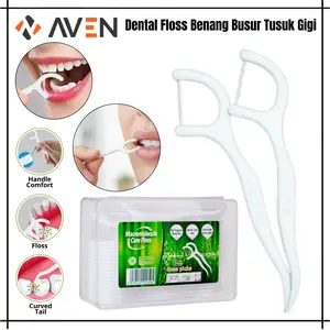 AVEN Dental Floss Benang Busur Tusuk Gigi Macromolecule Care Steril Pembersih Sela Karang Gigi 1 Box isi 50 Pcs Disposable Lerch Flosser Toothpick