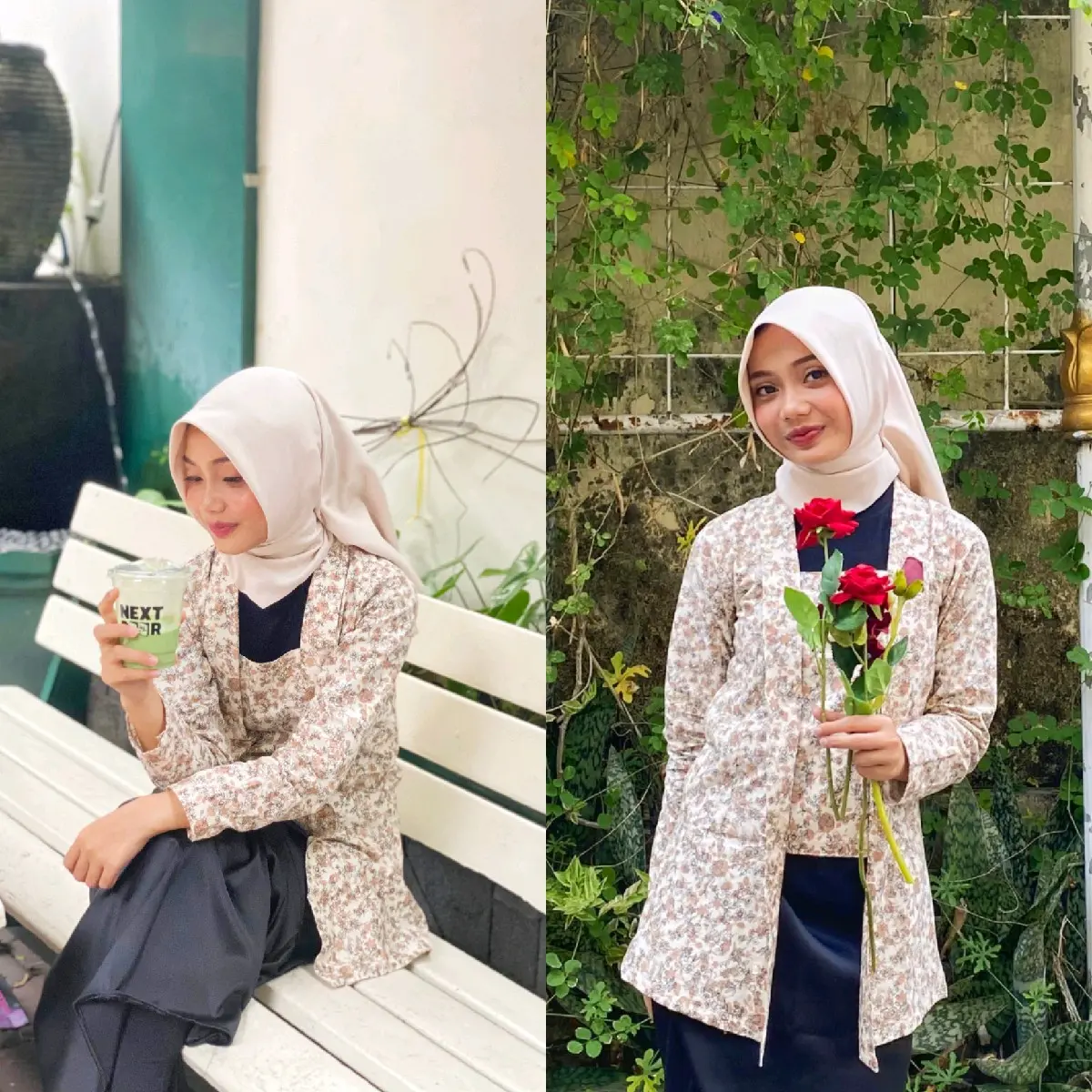 Atasan Kebaya Kutubaru Lengan Panjang Aesthetic Floral Bunga Katun Semua