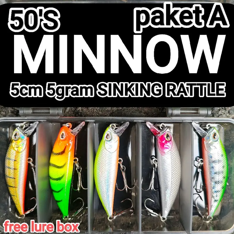 paket umpan casting MINNOW SINKING 5cm 5gram free box 1