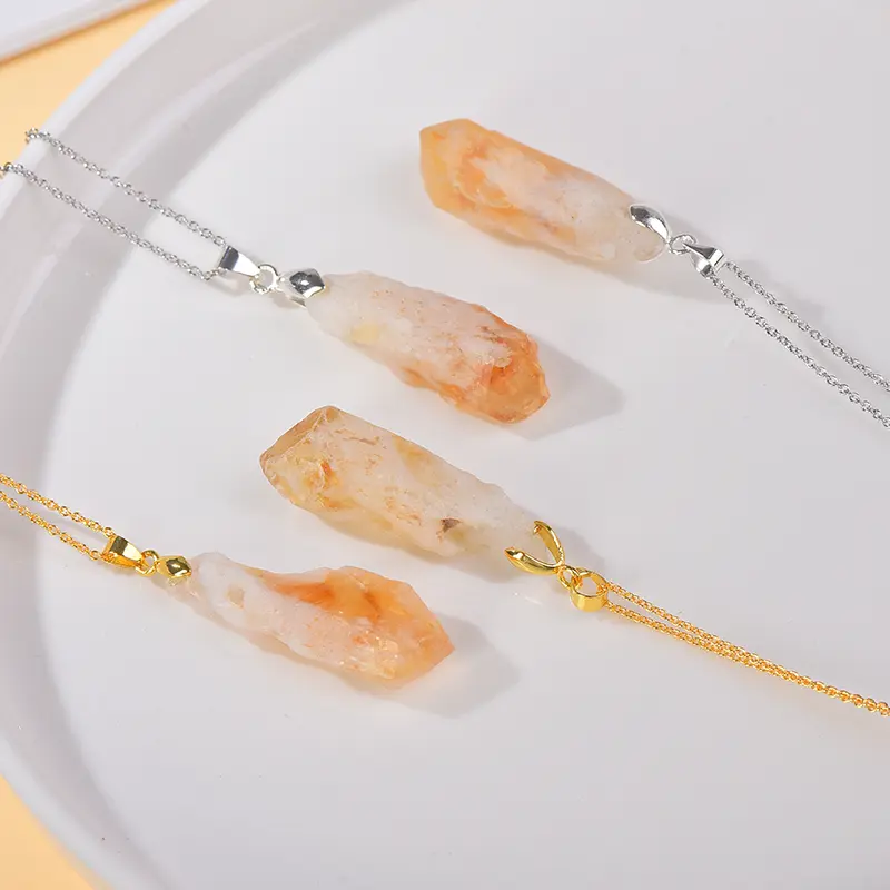 Vòng Cổ Mặt Dây Chuyền Pha Lê Citrine, Chất Liệu Pha Lê Tự Nhiên, Dành Cho Nữ, Đẹp Và Thanh Lịch