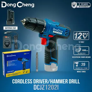 Dongcheng Impact Drill Cordless DCJZ1202i Mesin Bor Baterai 12V 10MM dengan 35N.m Torsi Tinggi & 2 Baterai 12V/2.0Ah Garansi 2 Tahun