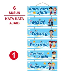 Hiasan Kelas Tema Kata Ajaib - Wall decor Pajangan Ruang Kelas - Poster Kayu Ruang Kelas dinding Dekorasi