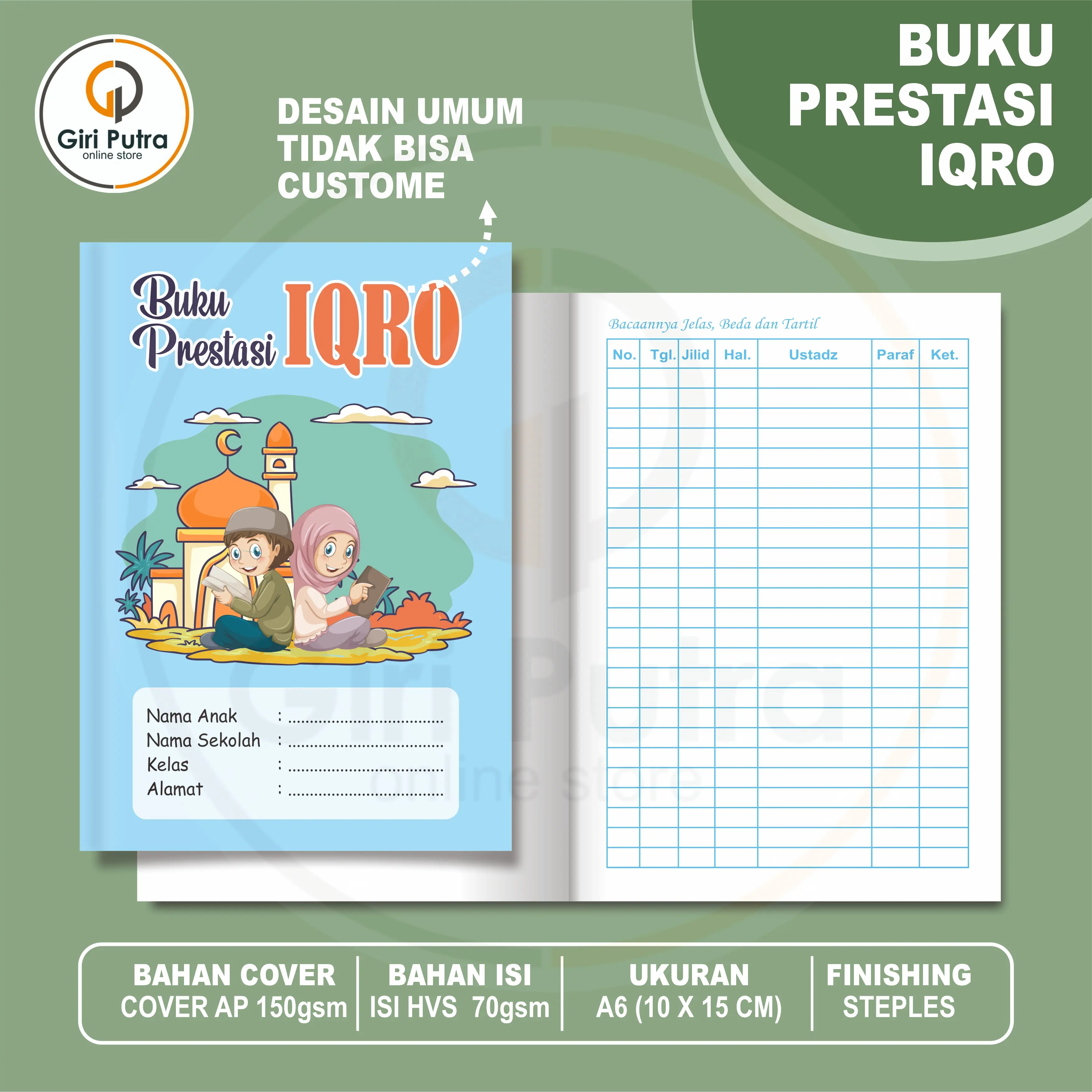 Buku Prestasi Iqro TKA, TPA, RA, PAUD