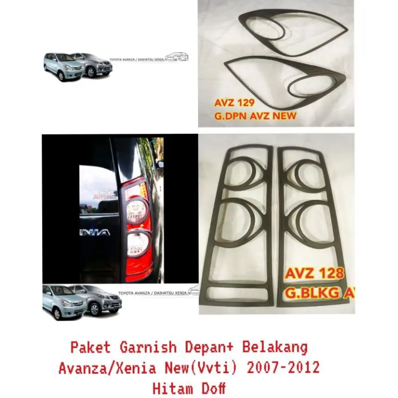 PAKET GARNIS GARNISH LIST LAMPU DEPAN BELAKANG AVANZA XΕΝΙΑ NEW 2007 2008 2009 2010 2011 HITAM CHROME