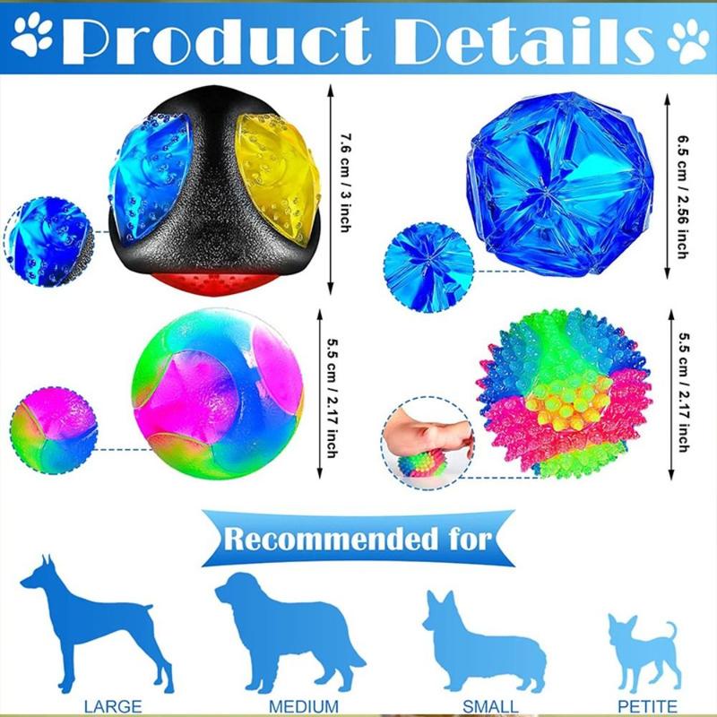 thingin Puppy Interactive Dog Chew Toys Flash Bouncing Ball Squeakers Bite Resistant Toy LED Dog Balls Pet Supplies Ball Flashing Elastic Ball Children 2