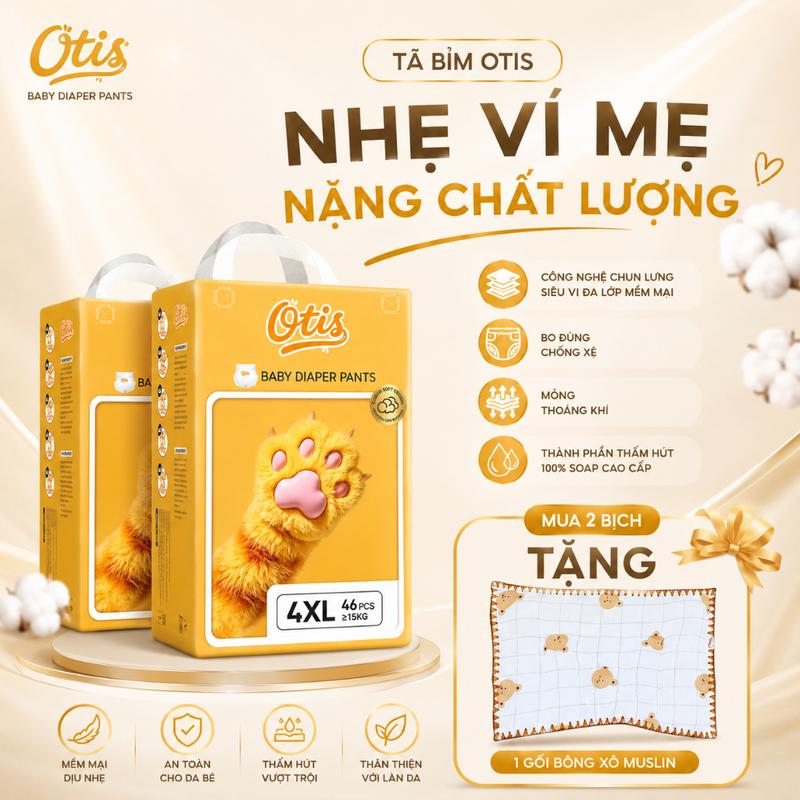 (TẶNG QUÀ) 2 bịch tã bỉm dán/quần Otis cho bé, siêu tiết kiệm, nhiều miếng.