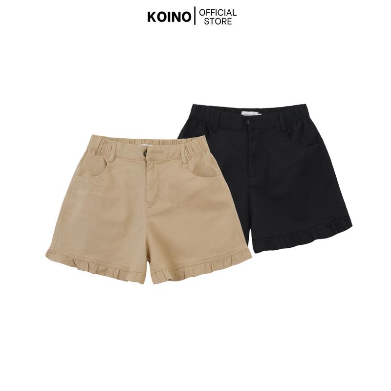 Quần short kaki  Koino vải kaki mềm, lưng chun, viền bèo