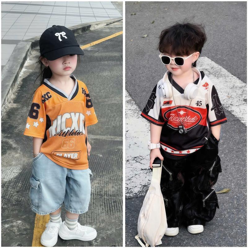  Ricxie Kids Combo 2 Áo Thun Lưới Số 66 và 45 Size 1-4 Cho Bé Trai Gái 10kg Đến 40kg Chất Liệu Thoáng Mát Màu Cam Nổi Bật Phối Đồ Dễ Dàng 
