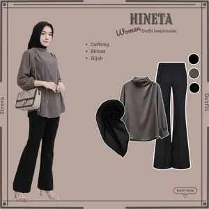 Setelan 3in1 {Blouse + Celana Cutbray + hijab } One Set Korean Style | Fashion Wanita Kekinian_SR125