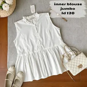 inner blouse jumbo ld 120 muat dari bb 65-75kg / inner blouse ruffle tanpa lengan / blouse katungan busui friendly mola / blouse ruffle tanpa lengan sleeveless