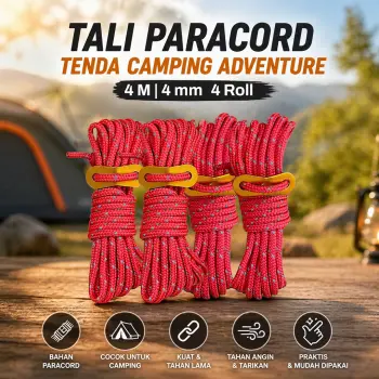 TaffSPORT Tali Paracord Tenda Camping Adventure Windproof 4mmx4M 4 PCS - YG148