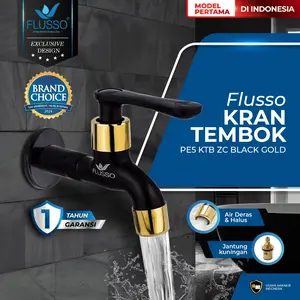 FLUSSO Kran Air Tembok | Kran Tembok BLACK Series | Kran Air Terbaru Silver Balck Gold air keran