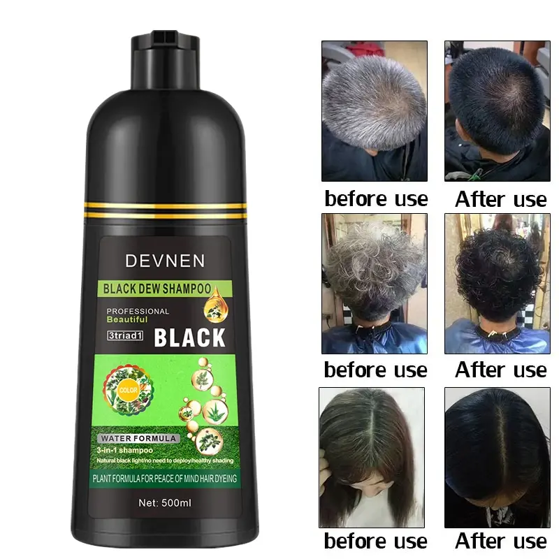 [BPOM & BISA COD] Shampo Penghitam Rambut Uban Shampoo 500ml Pewarna Rambut Dengan Cepat Shampoo Penghitam Rambut Putih Untuk Pria & Wanita 0