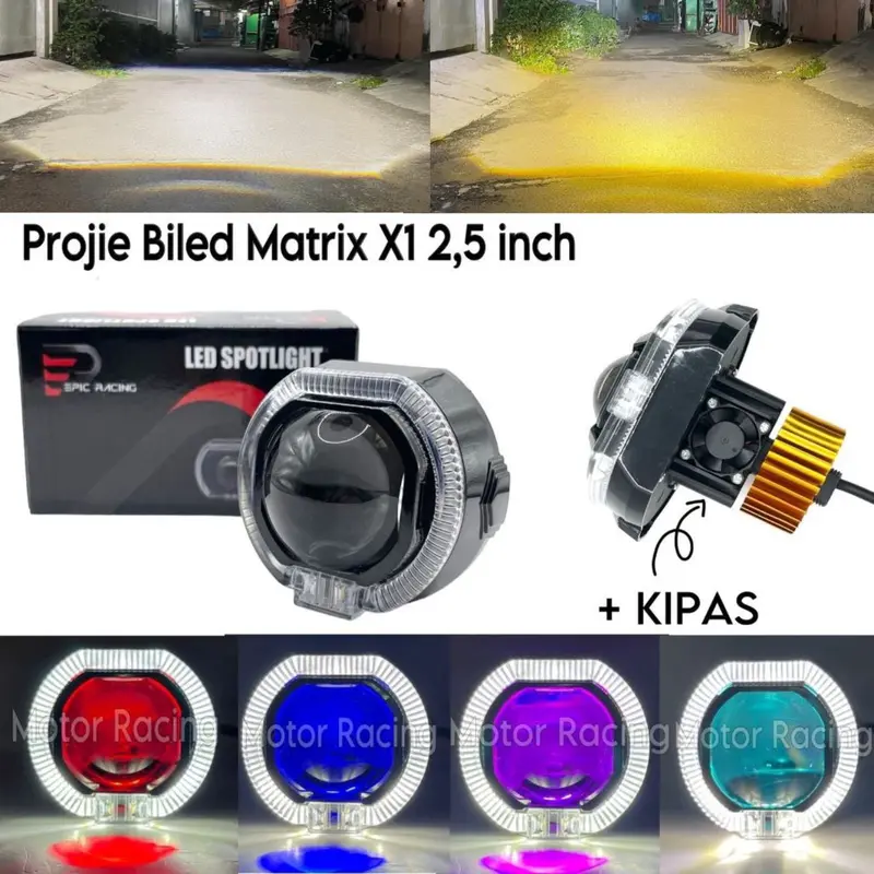 Projie Biled Matrix X1 2,5 Inch New Product High Low Putih Body Black Plus kipas Premium 0