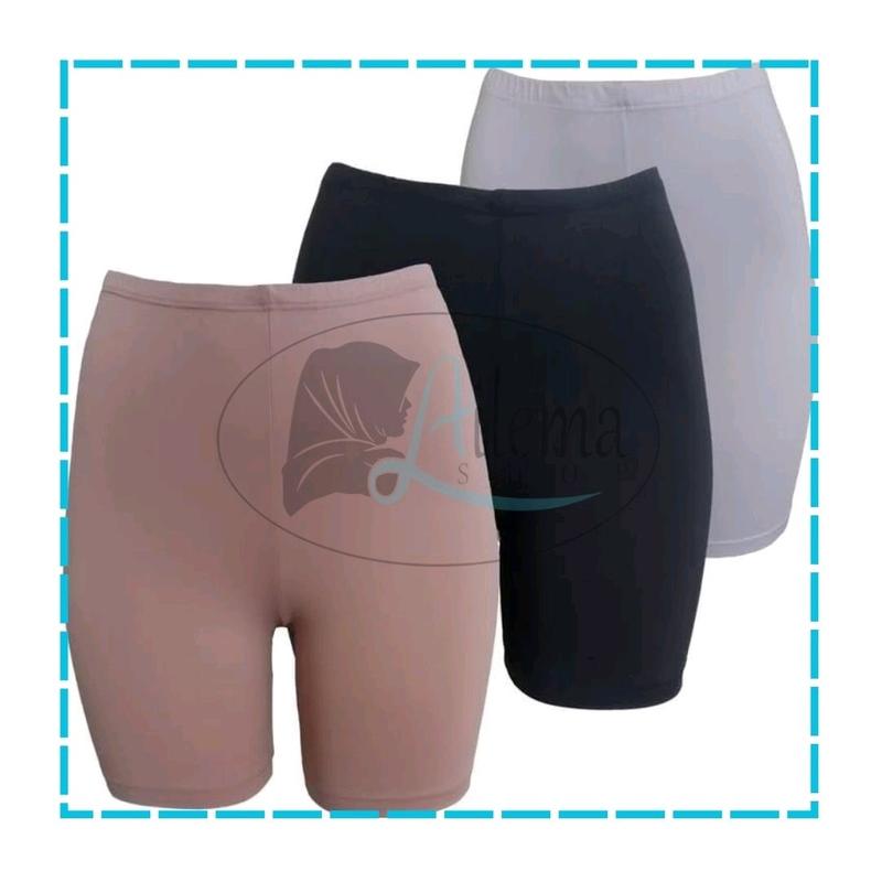 Paket Hemat 2 Pcs Legging Pendek Wanita / Legging Spandek Polos / Celana Dalaman Nyaman Tebal Melar Panjang Standar Hitam Stretch 4